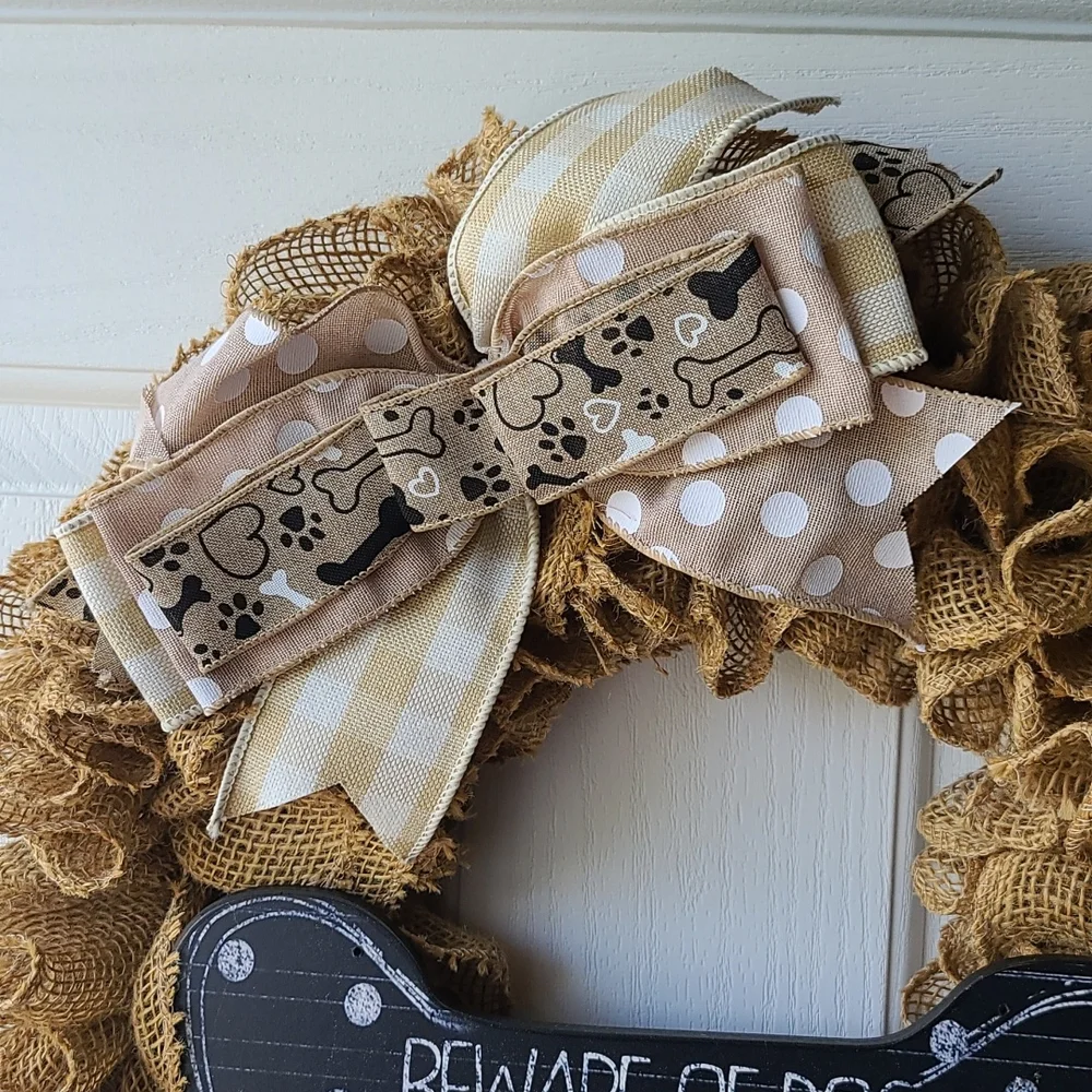 Beware of dog kisses wreath
